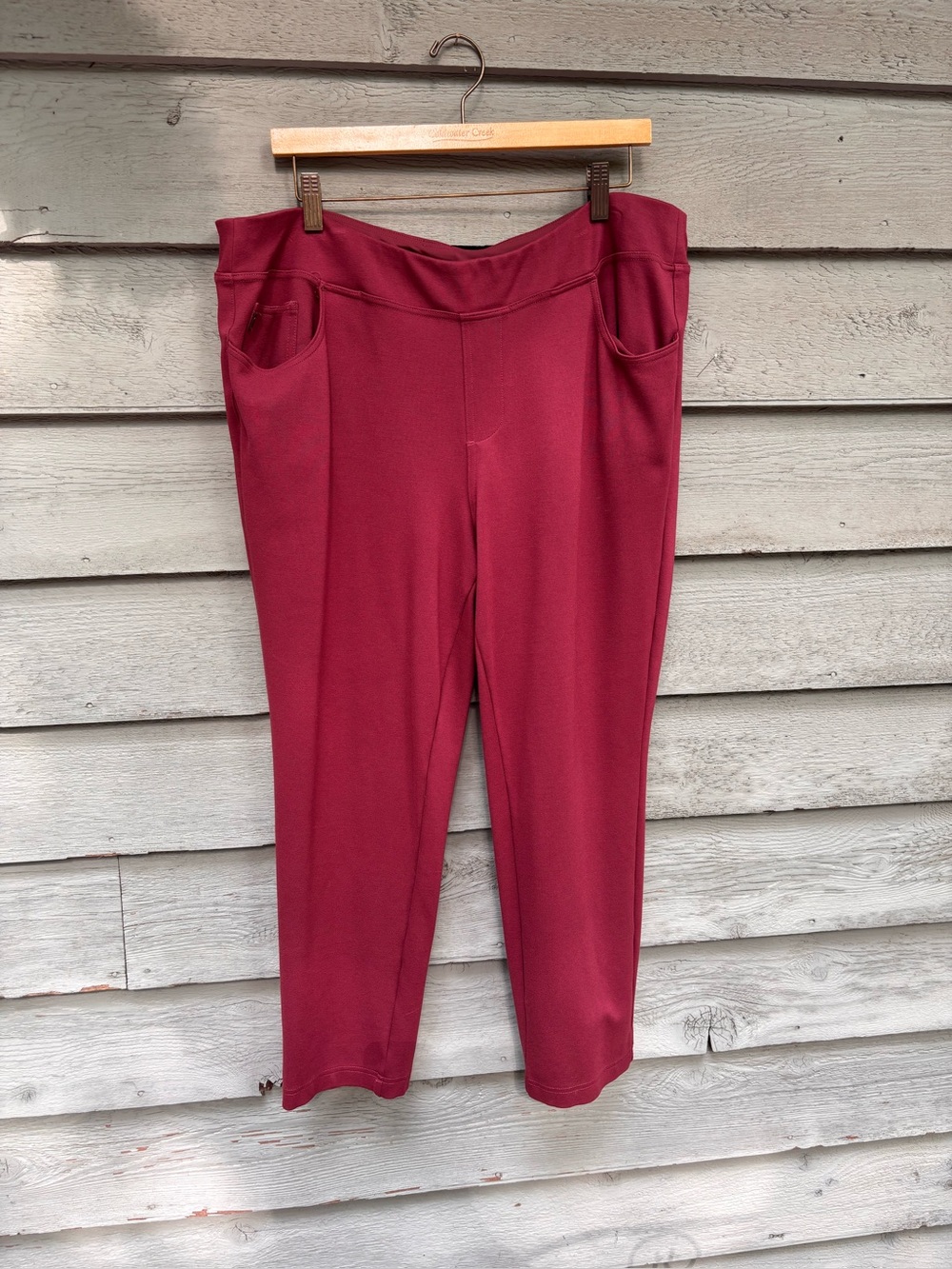 Belle by Kim Gravel Wine Cropped Ponte Pull-On Pants